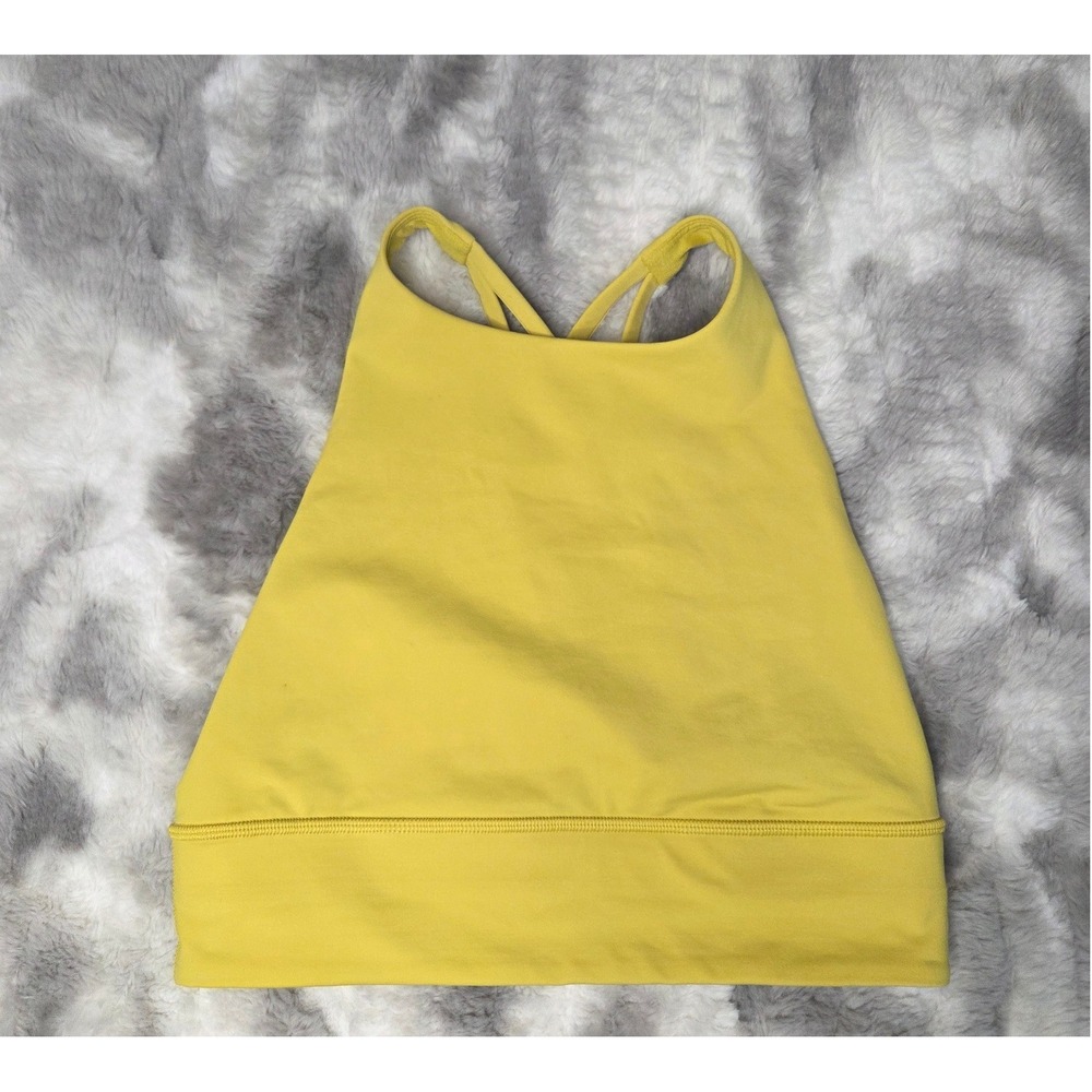 Lululemon Free To Be Serene Bra High Neck Yellow Strappy Sports Bra Size 8